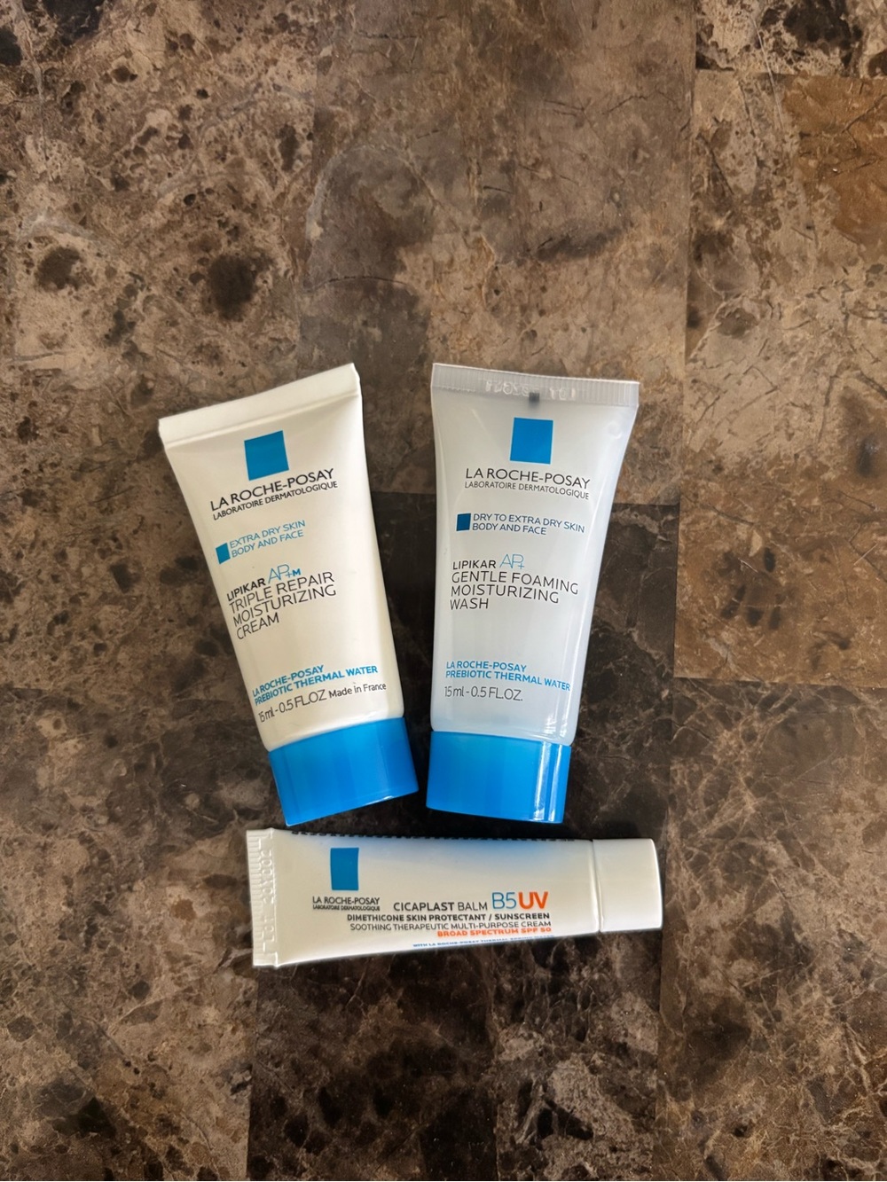 La Roche- Posay Skincare Travel Set Lot of 3 Moisturizer/Wash/Cicaplast Balm New